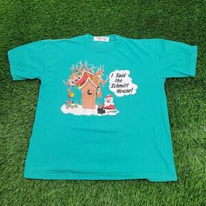 Vintage 90s Funny Christmas Shirt Large 22x25 Cropped